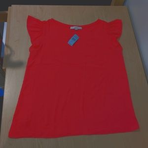 Neon Pink Orange Tank Top Loft Large Petite Women's Formal Shirt